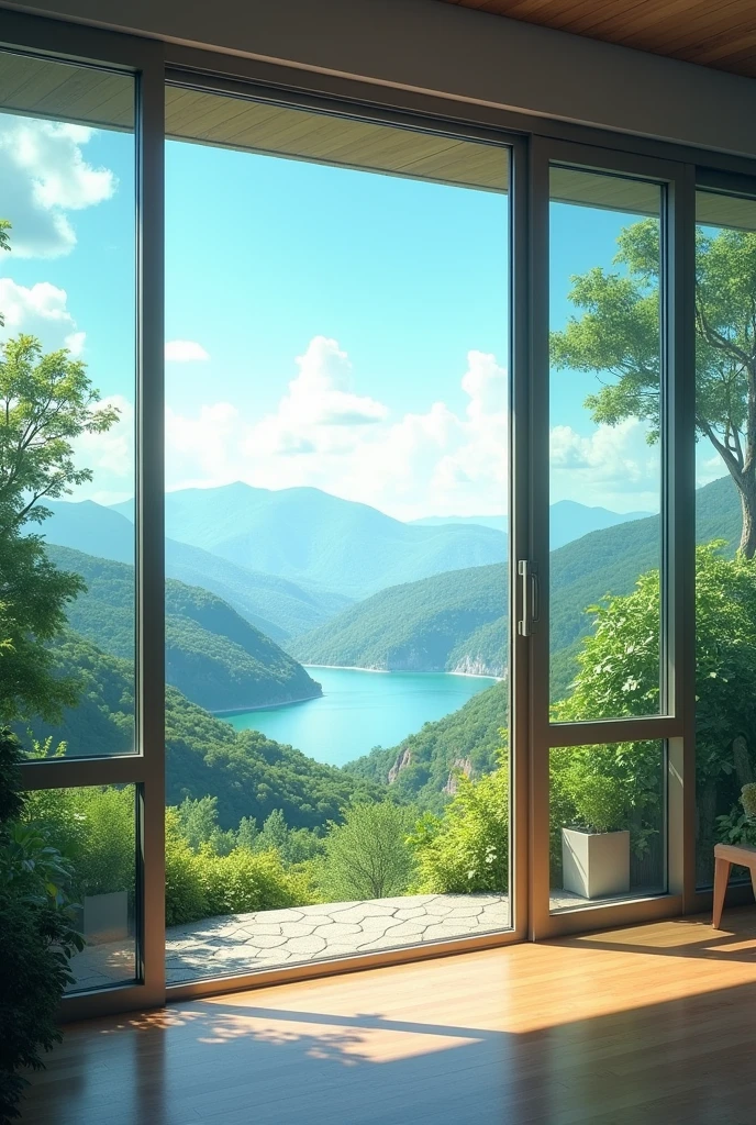 Right side wall glass,When  look outside through it,  can see good scenery