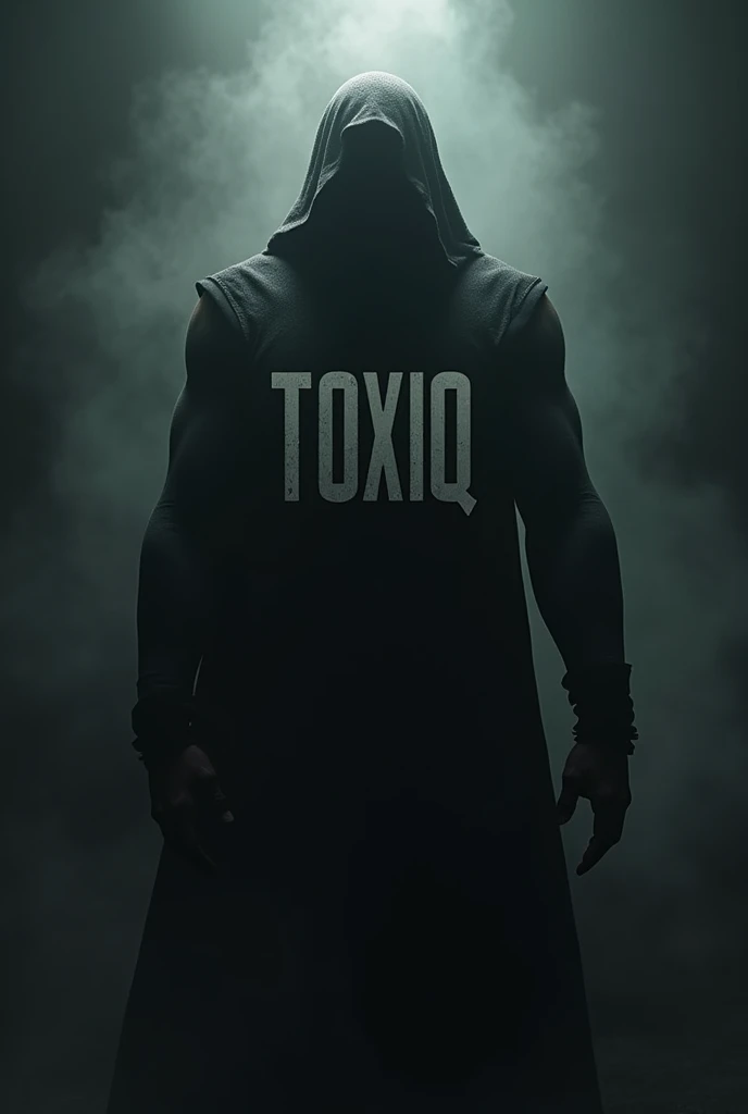 A shadowy aesthetic build figure, toxiq written right behind him at back level in bold letters