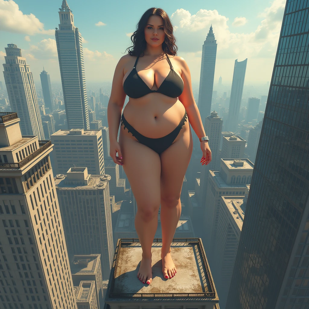 hentai,arafed mature woman in a micro bikini standing on a pole in a city, highly detailed giantess shot, massive legs towering over you, extremely detailed giantess shot, giantess shot, perched on a skyscraper, standing on rooftop, standing on a rooftop, standing on a skyscraper rooftop, giantess, in the city, low perspective,(focus on face)