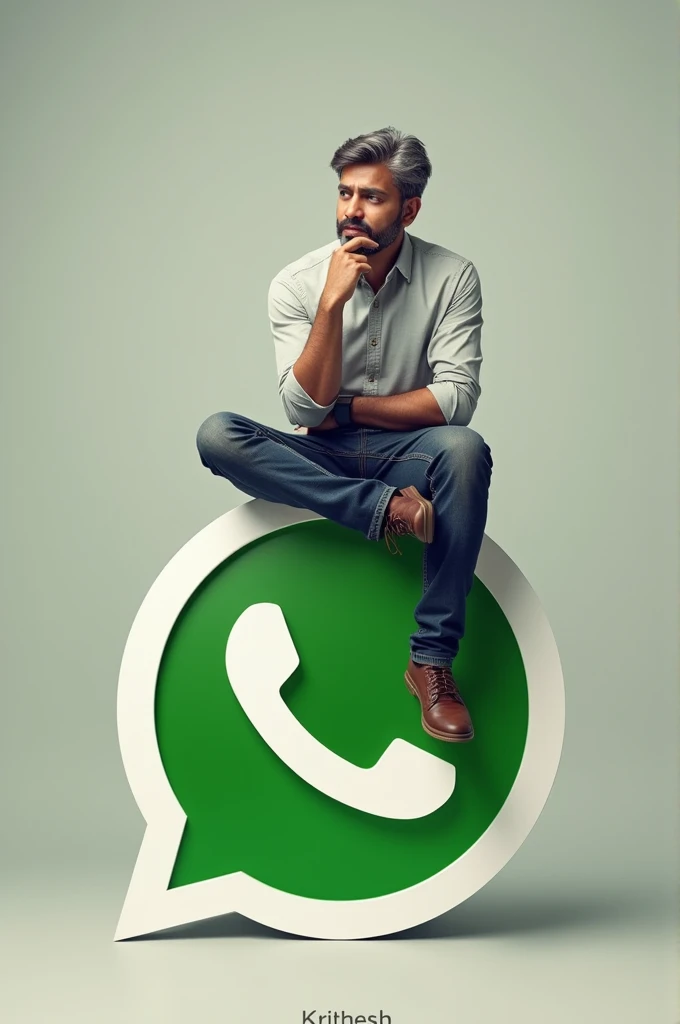 A man sitting on "whatsapp"logo name" Krithesh "