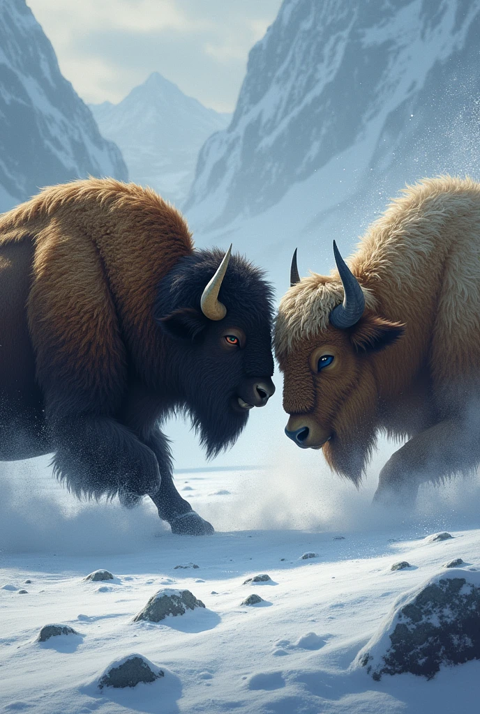 Strongest buffalo fight with musk ox