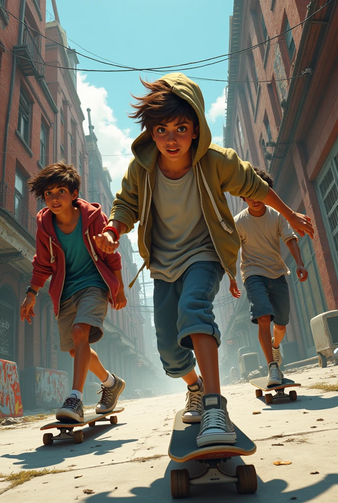 3 teenage skaters