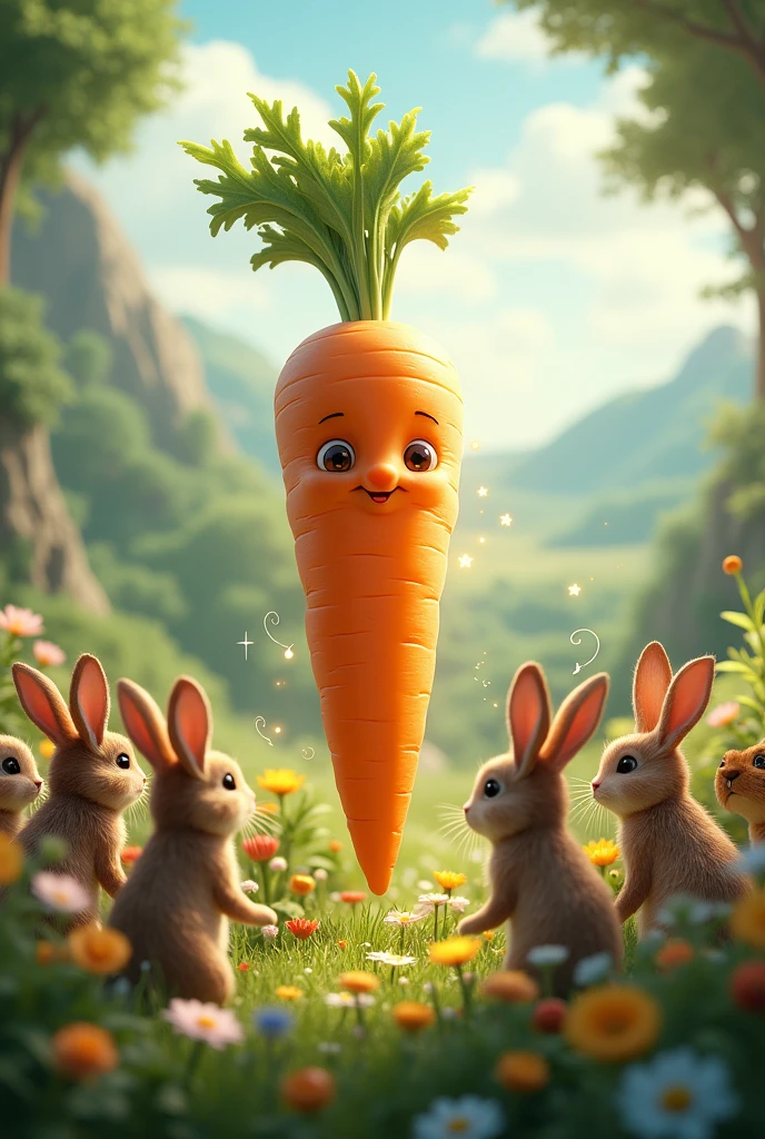 "Hello, little rabbits. I am the Enchanted Carrot. I grant a single wish to those who find me."