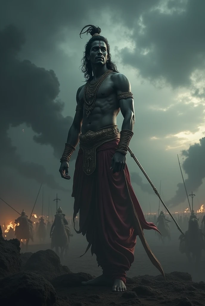 Shree Krishna in Mahabharata Yudh black clouds