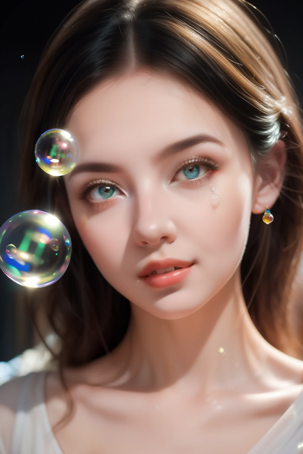 (best quality, masterpiece: 1.1), 1girl launches soap bubbles, exquisite facial details, complex illustrations, dynamic improvisation, emotion, complex details, chilling, exciting, surreal, extremely detailed, impression: 0.1, ((Viktor Nizovtsev style)), -with 3:4-750