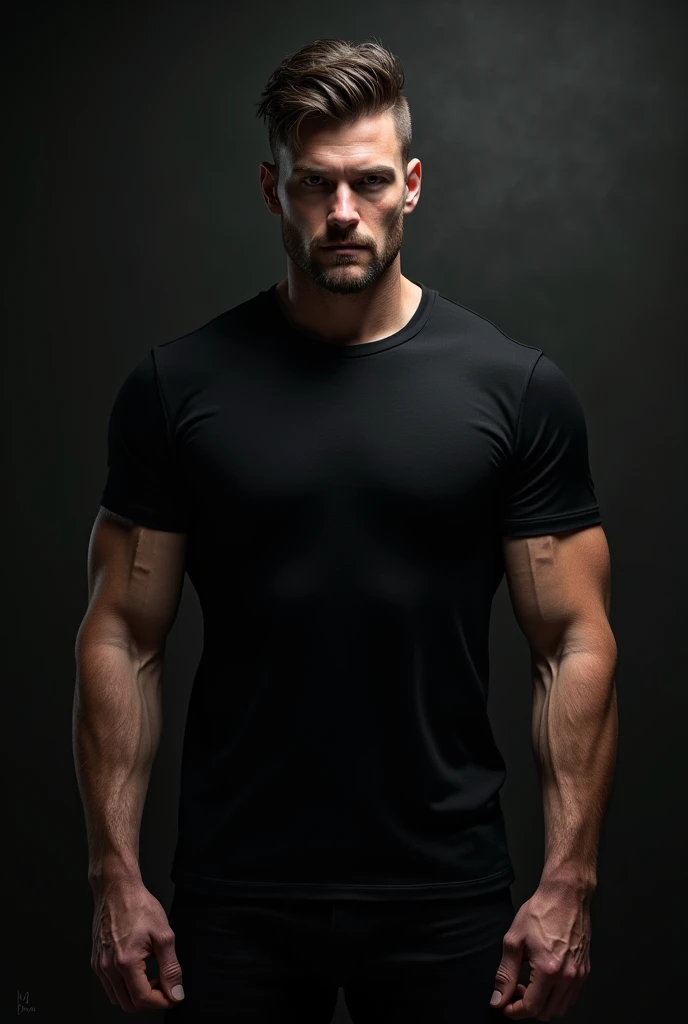 A man who set black t shirt