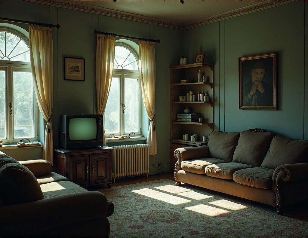 The house had several rooms, each with its own story. In the living room there was a worn sofa and an old television that looked like it had been unplugged a long time ago.. In the bathroom there were traces of soap and shampoo on the shelves.