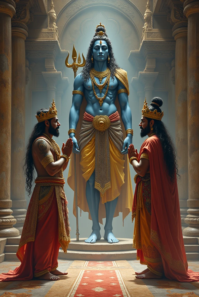 Indian king worshiping Lord Shiva with folded hands