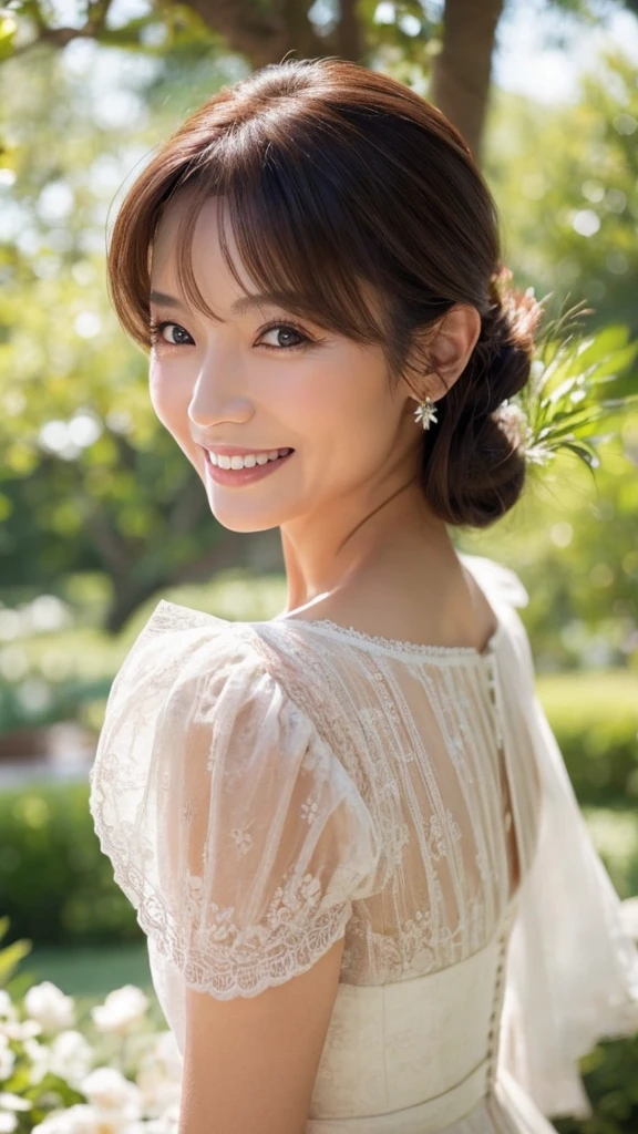 60 years old、smile、Lady、elegant、Elegant、Shining Eyes、stare、