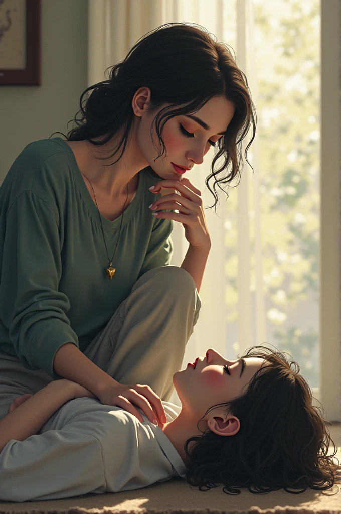 Visual Prompt: The friend who was on the ground responds calmly, looking thoughtful, “A true friend will stay by your side in times of trouble.