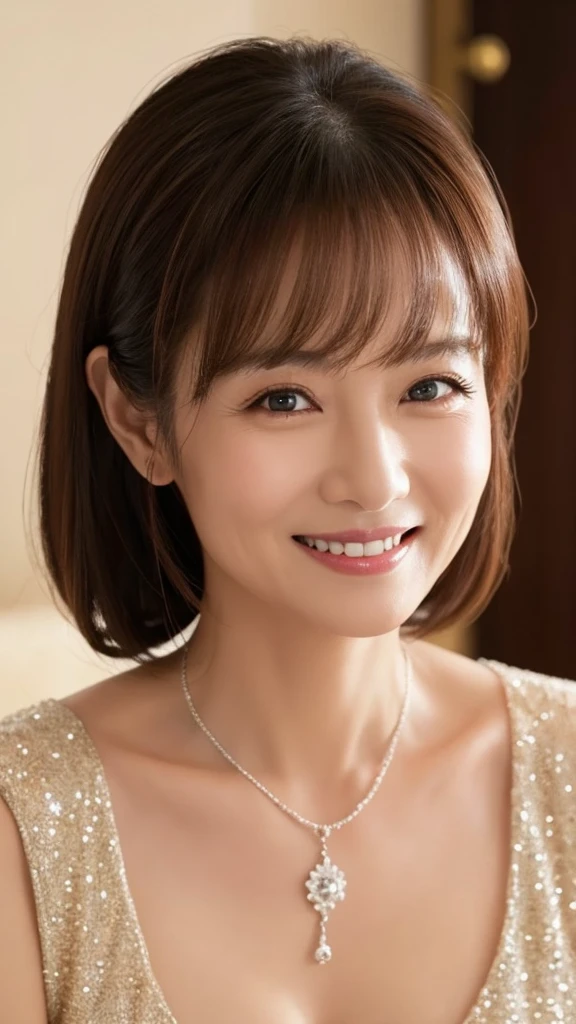 60 years old、smile、Lady、elegant、Elegant、Shining Eyes、stare、