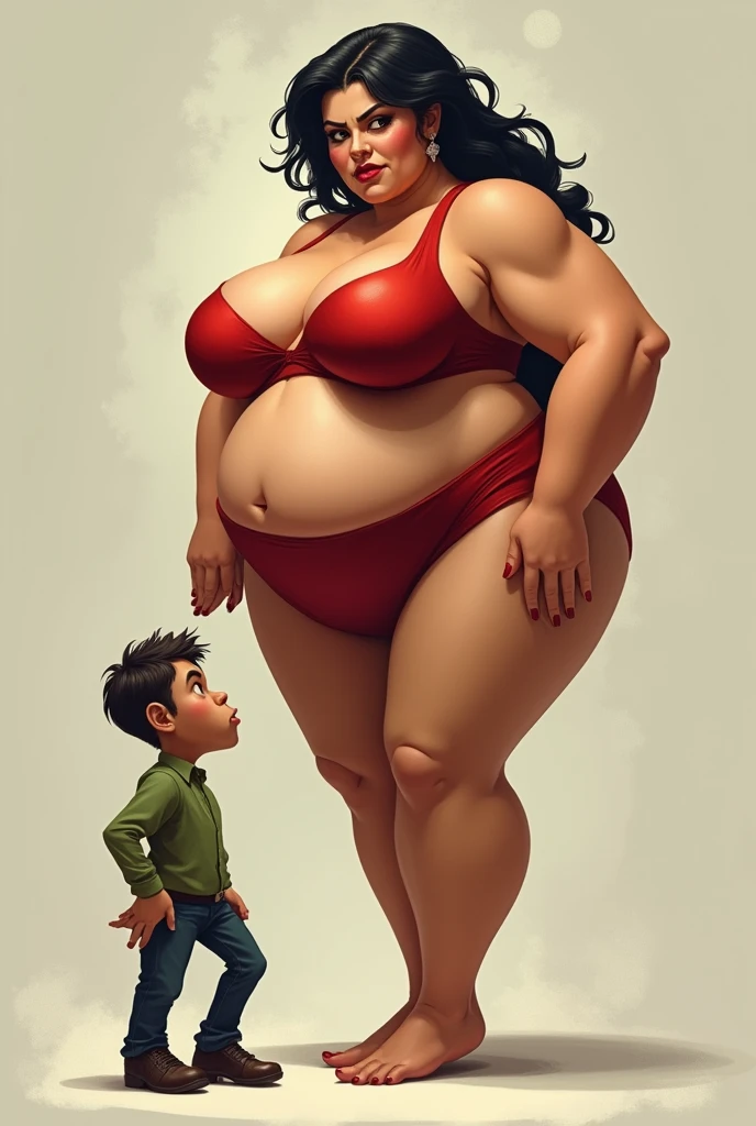 a big breasted woman making fun of a man