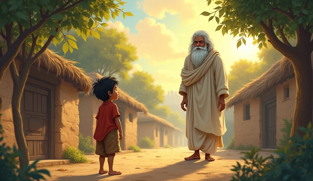 Once upon a time, in a small village, lived a restless boy named Ajay, who was always troubled and anxious. He was constantly burdened by various worries. One day, he heard that a famous saint was coming to the village. Ajay thought that perhaps the saint’s teachings might help alleviate his concerns.