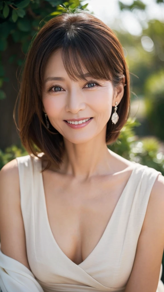 60 years old、smile、Lady、elegant、Elegant、Shining Eyes、stare、