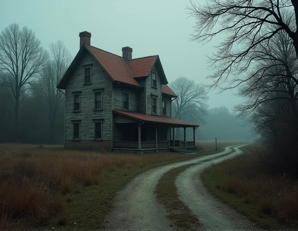 I headed there in my car, Following the dirt road until reaching a clearing where the house was located. It was bigger than I had imagined, with a wooden facade and red tiles that looked like they had been painted a long time ago.everything very dark