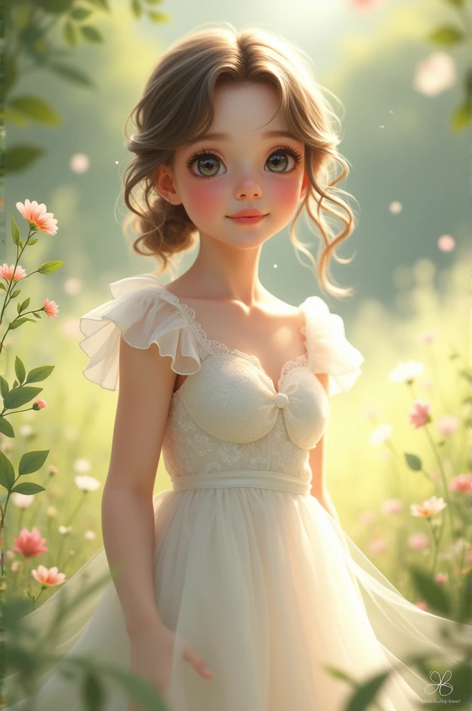 Cute girl in white dress