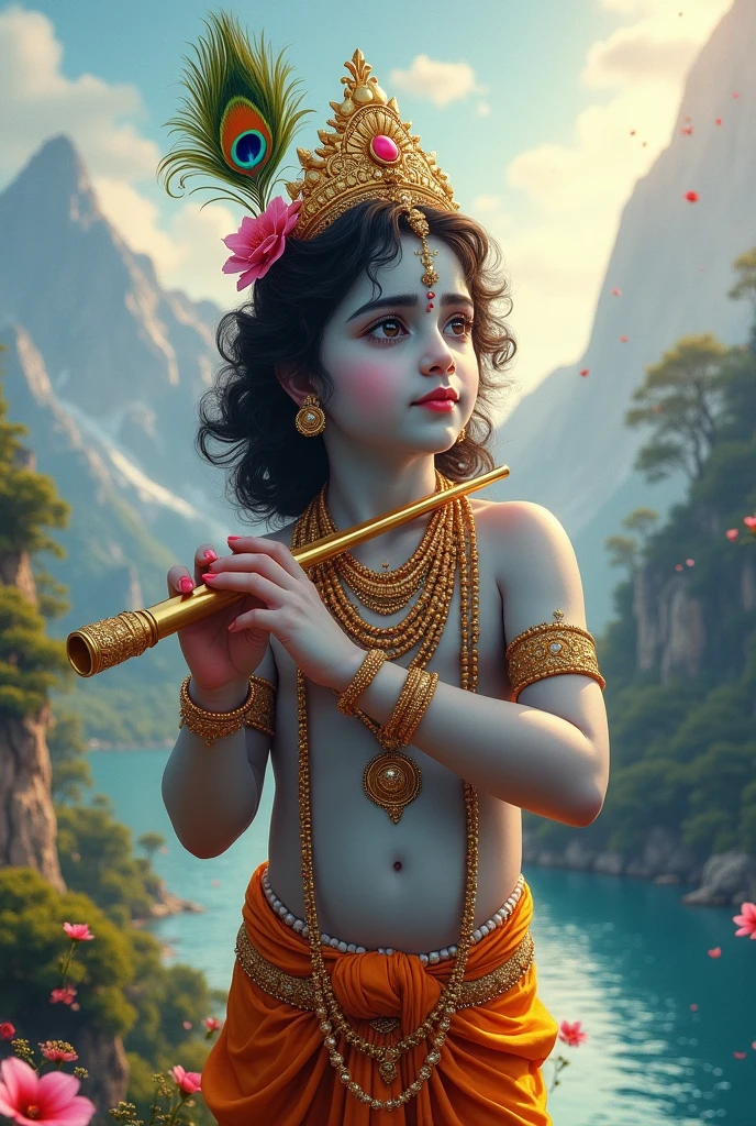 Lord Krishna with beautiful background 
