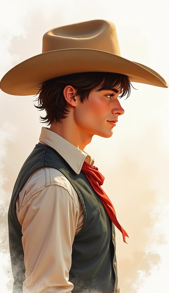 Watercolor、Light color、Beautiful colors、Perfect Anatomy、Cowboy Shot、Profile of a person、cute