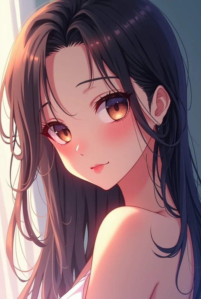 Beautiful anime girl looking at me sexy