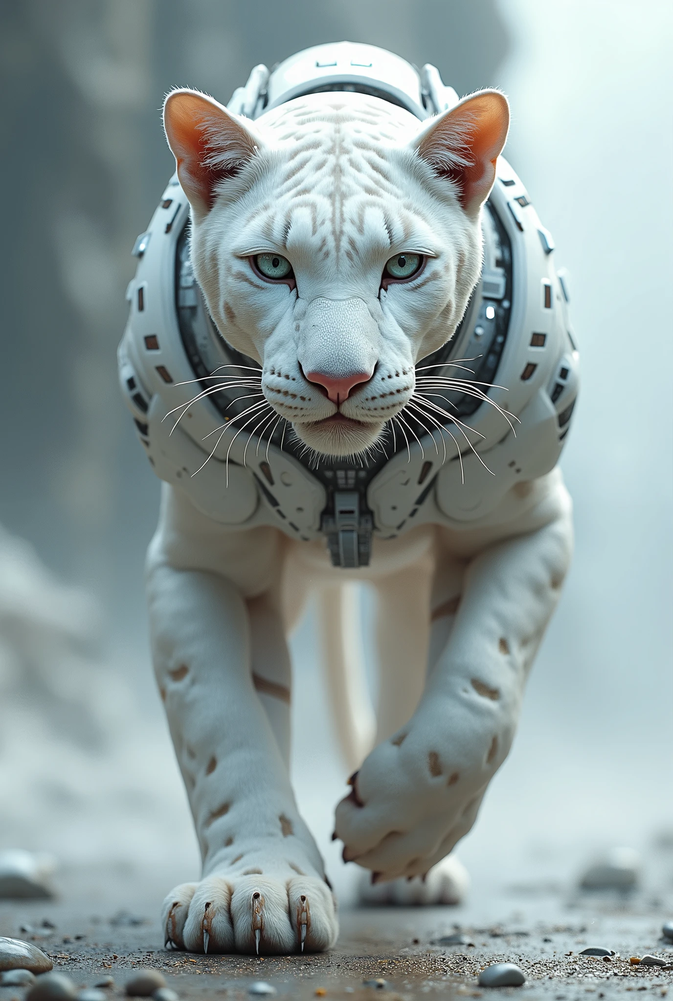White panther with robote costume 