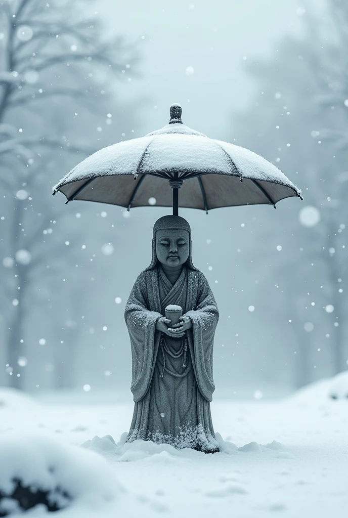 Snow Scene、Jizo、umbrella、Blizzard