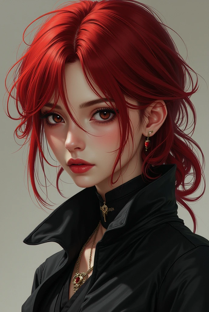Amon, At , she has a striking appearance with her long chin and prominent features.. Facial features are sharp and charismatic, his eyes are deep and thought-provoking. Her hair is blood-colored and hangs in a messy style. Although he usually tries to dress in a unique style, he looks ordinary because he is very handsome.. But this is mediocrity, does not hide his inner depth and strong personality.