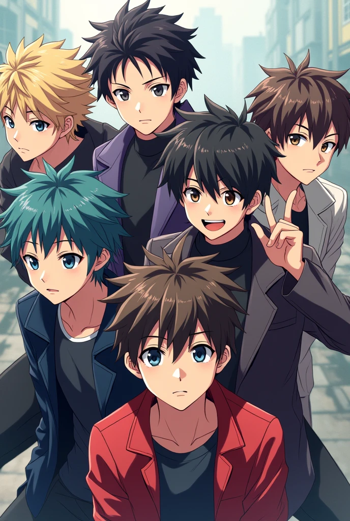 Anime poster with 5 boys