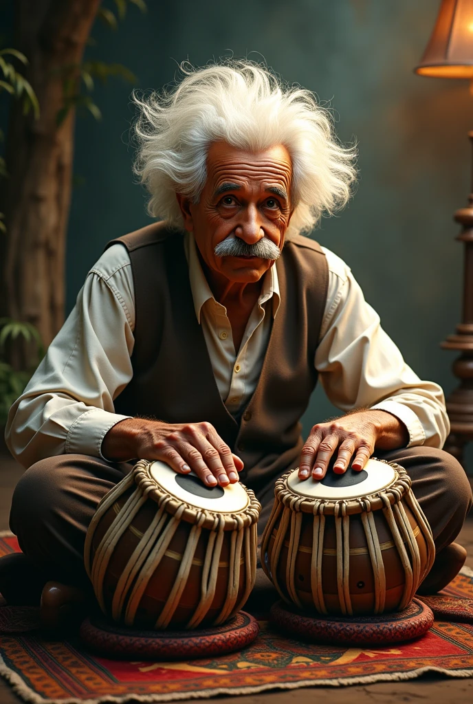 Einstein playing tabla 