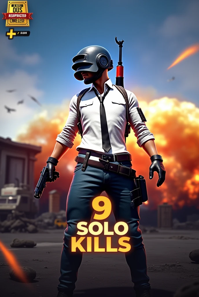 A bgmi thumbnail where I gave 9 solo kills. Please write below '9 SOLO KILLS'. And, use different thumbnails. Also, make landscape mode thumbnail