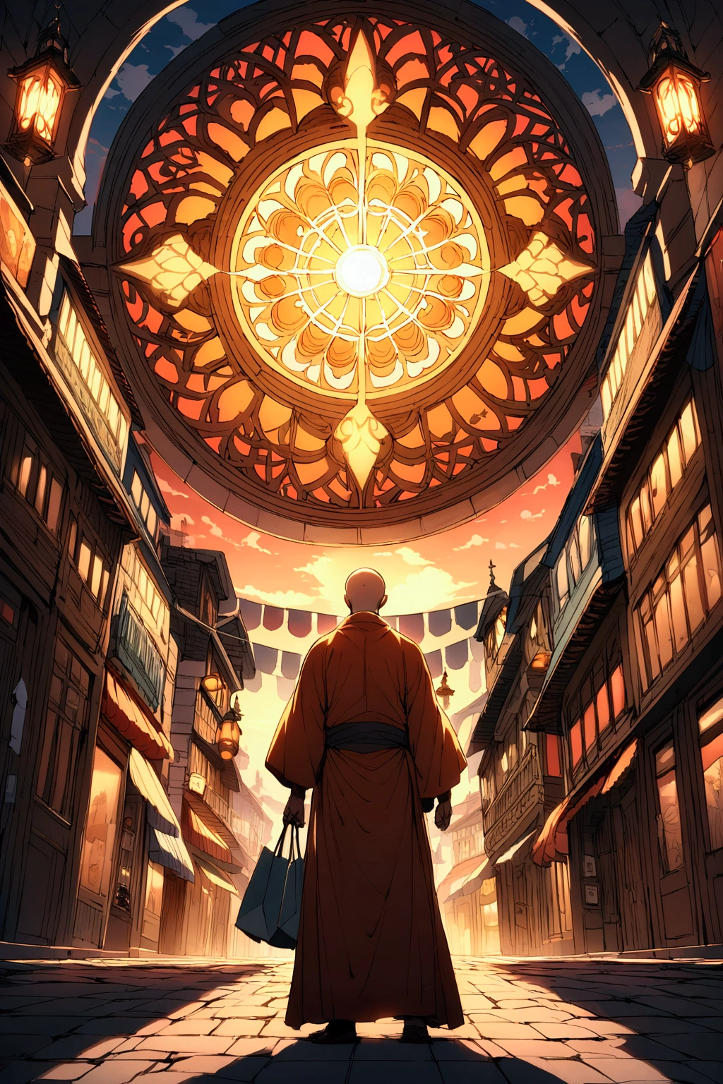 Macho male monk、Short Hair、RPG、Fantasy、Shopping in town