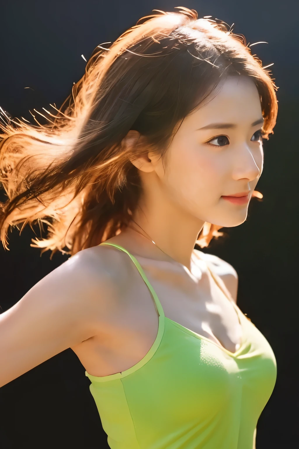 (A woman scoops up a pale, glowing energy body.:1.5), (Baby Face:1.2), (Highest quality:1.4), (Very detailedで現実的な肌:1.4), (Very detailedな顔), (Look up:1.4), Very detailed, (Flat Chest:1.3), (Skinny body type:1.3), (White Camisole Dress:1.4), smile, (Face close-up:1.3), (Glowing energy bodies of different sizes floating in the air:1.8), Behind him, countless shining balls of different sizes dance., (Black background:1.8), (Side angle:1.8), Smooth, Very detailed CG synthesis 8k wallpaper, High-resolution RAW color photos, Professional photography, Light, BackLight, dream-like, impressive, Written boundary depth