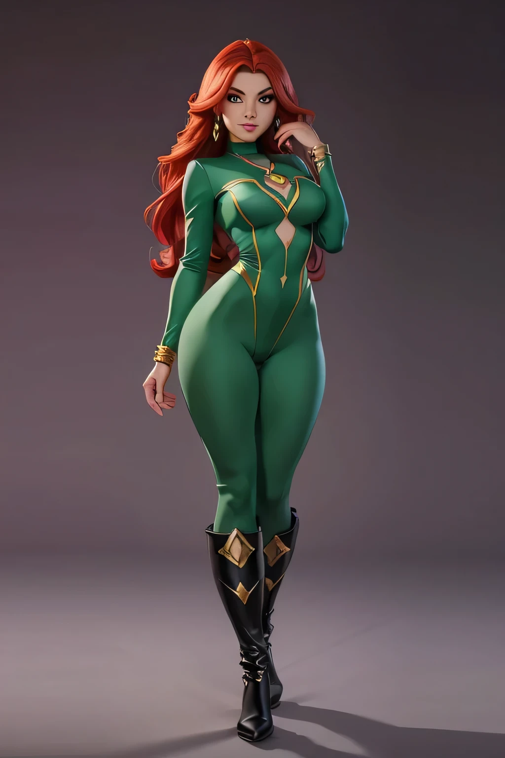 Rogue unsing leg sexy original suit style in full body in foot circle, fantasy, style green and yellow suit, ((red and white hair)), , ((Very detailed eyes and face)))), (((Very detailed face)))), beautiful detailed eyes, detailed face, city background, , 30-megapixel, 4k, Canon EOS 5D Mark IV DSLR, 85mm lens, sharp focus, intricately detailed, long exposure time, f/8, ISO 100, diffuse back lighting, award winning photograph, facing camera, looking into camera, monovisions, perfect contrast, High sharpness, facial symmetry, depth of field, ultra-detailed photography, raytraced, global illumination, (thick thighs:1.2)