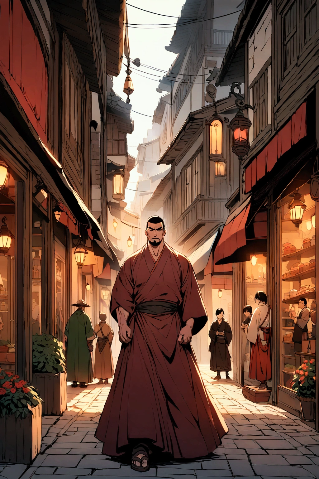 Macho、Monk、manly、Short Hair、RPG、Fantasy、Shopping in town