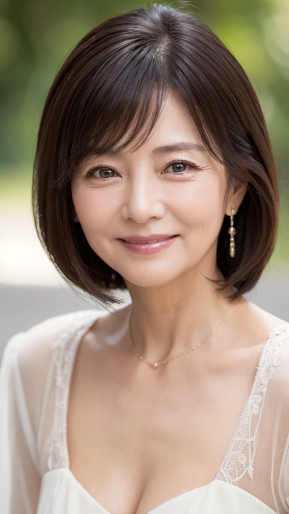 60 years old、smile、Lady、elegant、Elegant、Shining Eyes、stare、