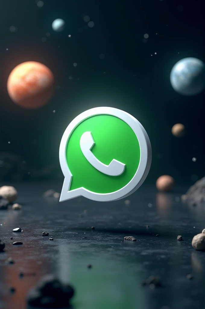 "Educational" Text on Whatsapp logo 3d in space and planets