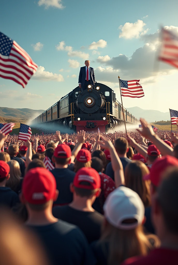 Trump train, MAGA , PATRIOTS, Trump with people 