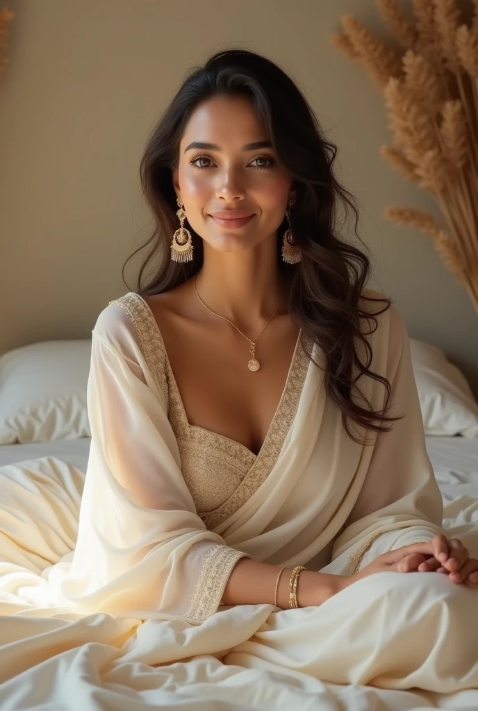 Create an indian beautiful female image to promoting mattress