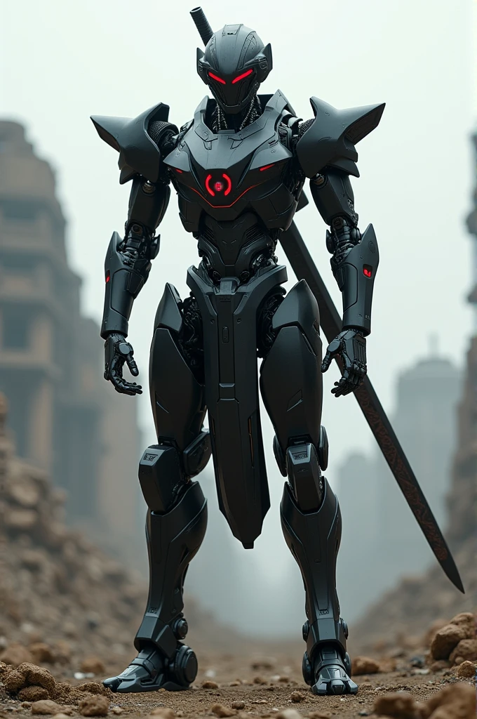 Samurai-type black robot 
