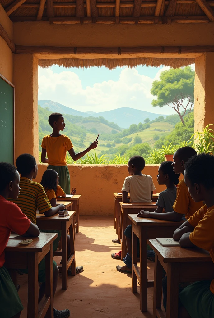 Students studying in a School located in Africa