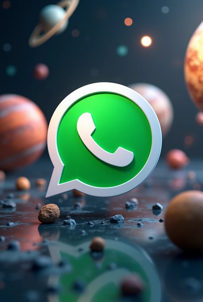 "Educational"-this Text on Whatsapp logo 3d in space and planets