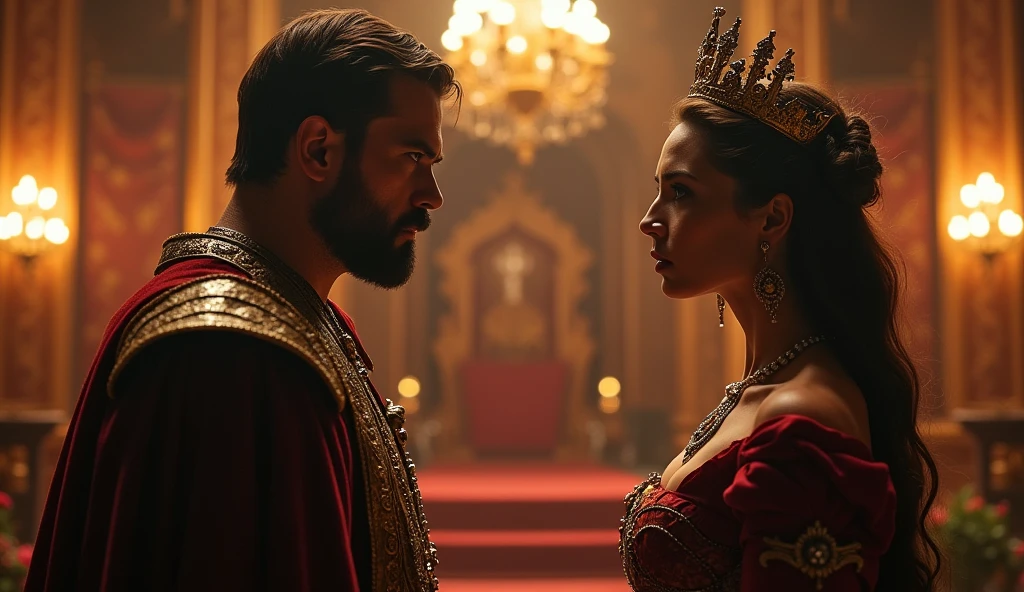 The king is angry with the queen