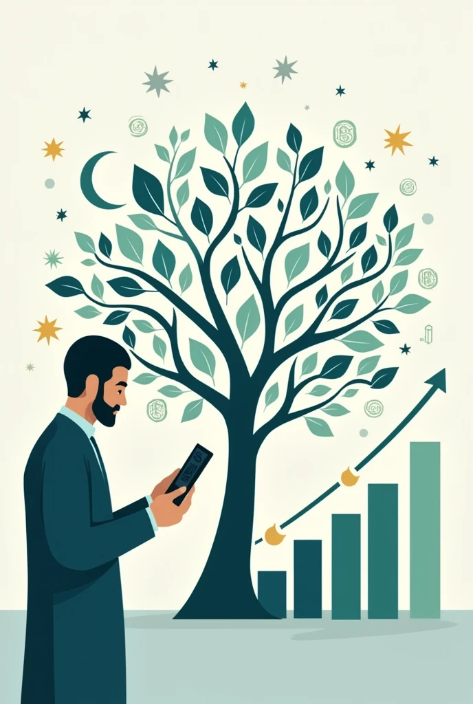 (For the topic poster "2024 Risk increases with Halal stock market" I would like to suggest the following idea::
1. Use Islamic financial symbols such as stars and crescents combined with a rising stock chart 2.. It shows a Muslim investor using a tablet or smartphone to trade stocks, with a Halal symbol displayed on the screen. 3. Create an image of a growing tree, with each leaf representing the logo of a Shariah-compliant company.. Design an infographic showing the growth of the Halal stock market from the past to 2024 5. Draw a comparison of gold coins and halal stocks to show investment options that are in line with the 6 religious principles.. Use Islamic geometric shapes as the background and place important information about Halal investment on top. 7. Create an image of a hand picking up a coin with a halal symbol, with a market growth graph in the background.