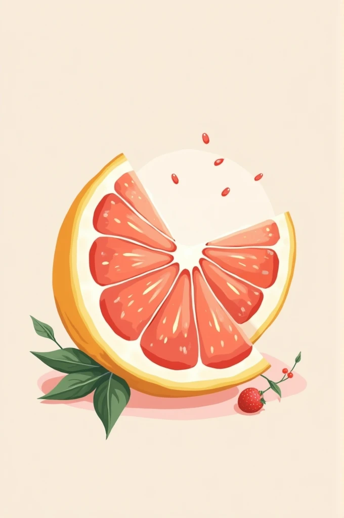 A cute slice of the pamplemousse fruit. Make it a little aesthetic and make it in a way I can use it for a mindmap