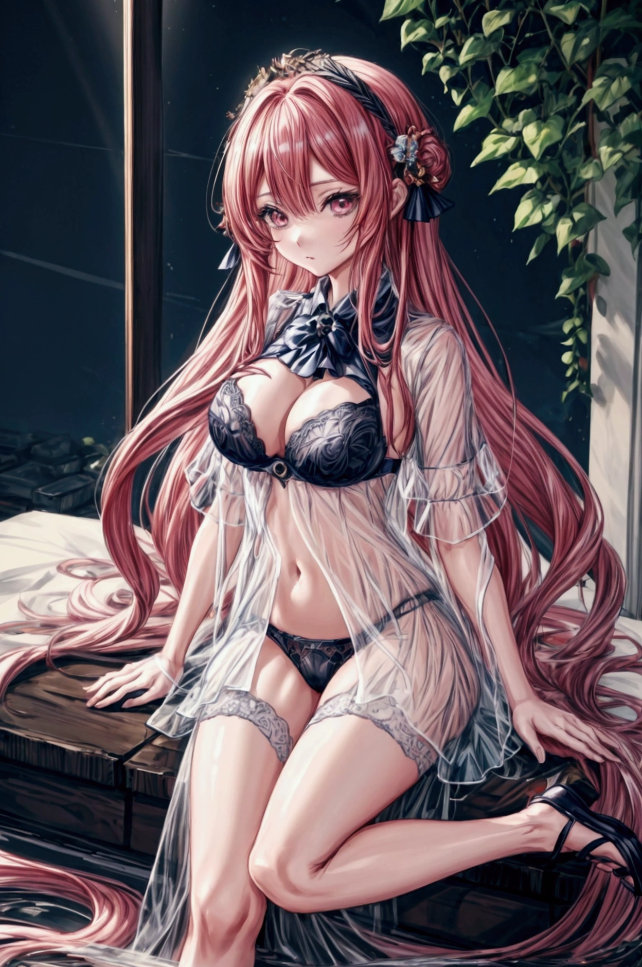 Fascinating anime, Highly Detailed Art gems, 美しくFascinating anime女性, Anime Goddess, , Trending on cgstation, Detailed anime artwork, 8K high resolution, Detailed Art, 美しくFascinating animeの25歳, Beautiful and detailed anime art、((Squat with your legs apart))、(((See-through underwear)))、