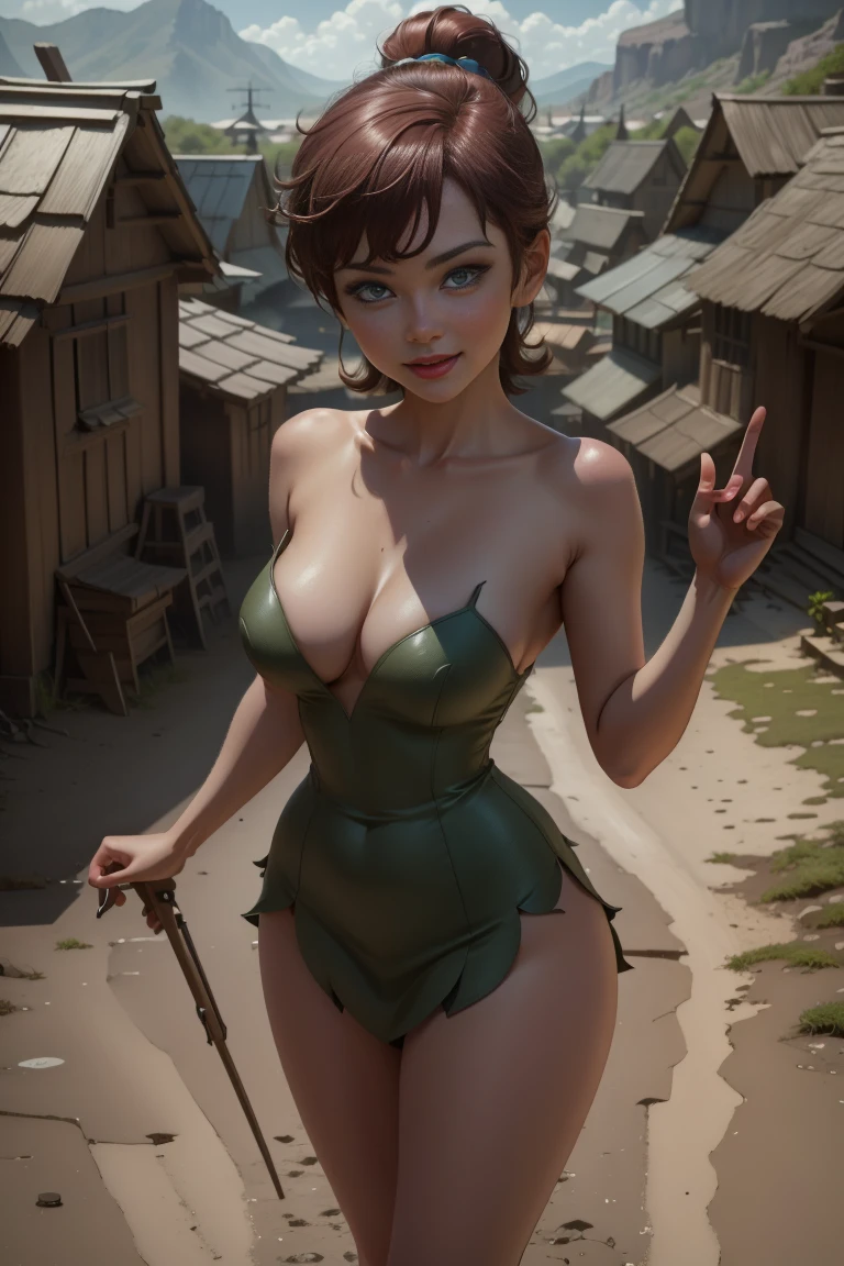 (Tinker Waifu:1), smile, sexly, Cheeky pose, look at the viewer, big boobs, Neckline, moño de un alone cabello, shorth hair, (Green strapless dress:1), (Feenflügel), (Focus on breasts:1.2), from above, (Realist:1.2), (真实感), (​masterpiece:1.2), (best quality), (extremely detail), (8k, 4K, complicated),(Full body photo:1),(Cowboy-shot:1.2), (85mm),partículas de light, Turn on, (Very detailed:1.2),(detailed face:1.2), (Color gradients), Noticeable,(detailled eyes:1.2),(detailed background),detailed landscape, (dynamic angle:1.2), (dynamic pose:1.2), (third rule_Komposition:1.3), (method:1.2), Allgemein plan, light, alone, sexly, Show skin