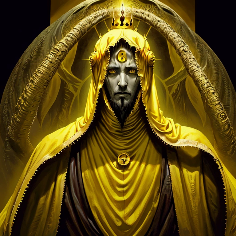 a painting of hastur the king in yellow, yellow-robed, king in yellow, hastur the king in yellow, , portrait of hastur the king in yellow, the king in yellow,
