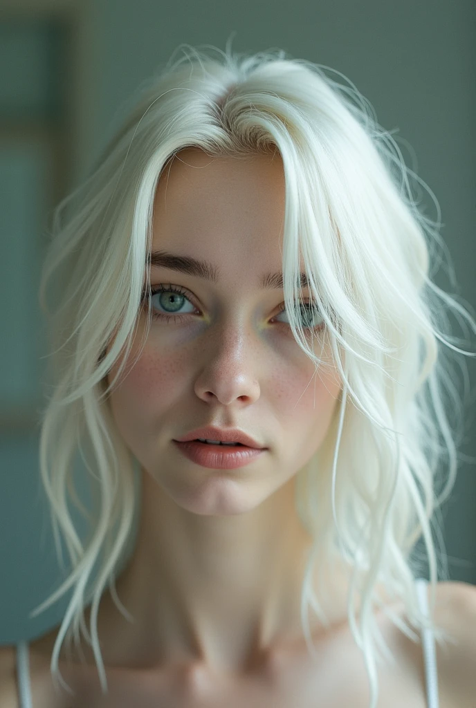 White Haired Girl, White skin, Green Eyes, big , Huge Ass, Naked and penetrated