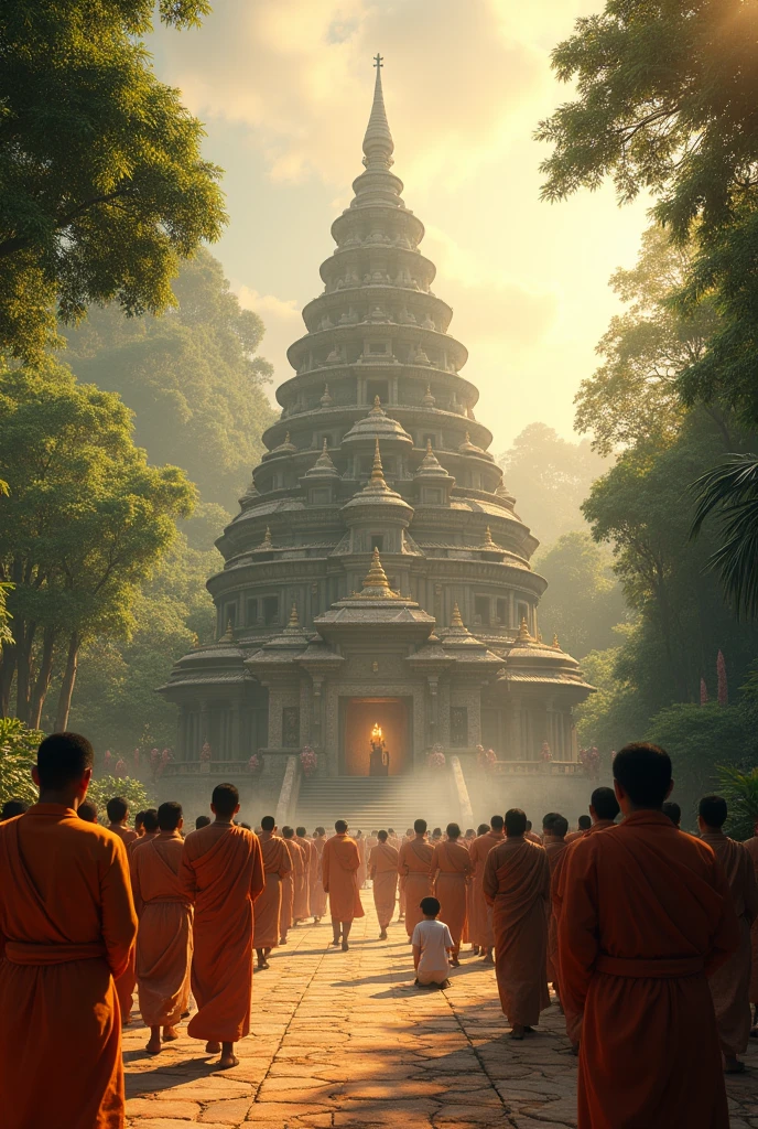 Sri lankan temple  with people