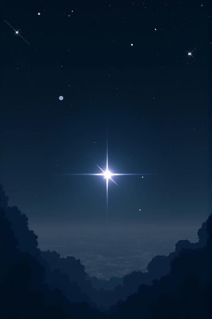 A small, glowing star in a vast, dark sky with other stars around it looking larger and brighter.