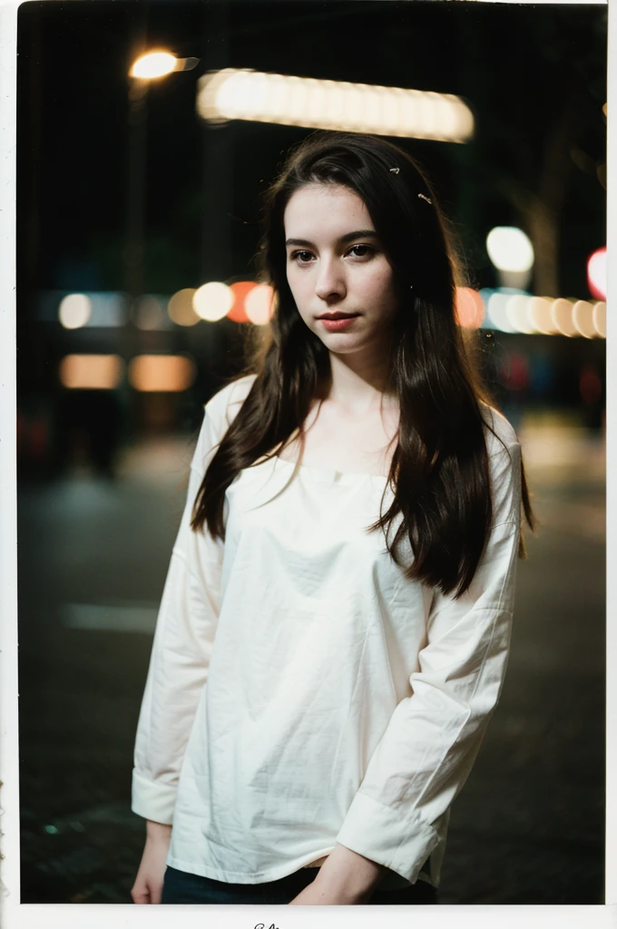 polaroid photo, night photo, photo of 24 y.o beautiful woman, pale skin, bokeh, motion blur